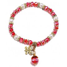 AC 0188 - Armband - Elastiek - Facet Geslepen Glaskralen - Parel