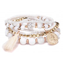 AK 0272 - Bohemian - 6 armbandjes - Kralen - Elastiek