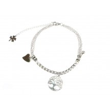 AF 0351 Stainless steel enkelbandje-Tree of life 23+5cm