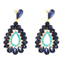 AC 0170 -  Glass Dropshaped Earrings - Crystal - 6,5cm