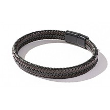 AA 0232 - Heren armband - 22 cm - Gevlochten - PU Leder 