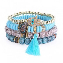 SK 0085 - Armband - Bohemian - 4 Lagen - Tassel