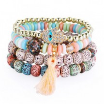 SK 0074 - Armband - Bohemian - 4 Lagen - Tassel