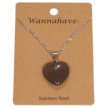 AK 0123 Stainless steel necklace/Natuursteen