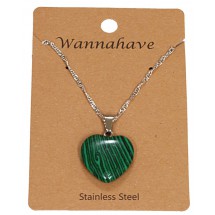 AG 0021 Stainless steel necklace/Natuursteen