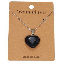 AK 0017 Stainless steel necklace/Natuursteen