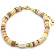AB 0145 - Armband - Stainless Steel - Schelpen - Parel