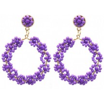 AA 0284 - Oorbellen - Glass Beads - Flowers- 6x4,5cm