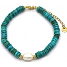 AB 0048 - Armband - Stainless Steel - Schelpen - Parel