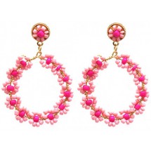 AA 0278 - Oorbellen - Glass Beads - Flowers- 6x4,5cm