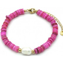 AB 0038 - Armband - Stainless Steel - Schelpen - Parel