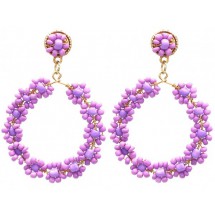 AA 0120 - Oorbellen - Glass Beads - Flowers- 6x4,5cm