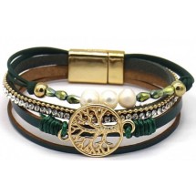 AK 0301 - Armband - Leder - Tree of Life - Magneetsluiting