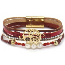AC 0187 - Armband - Leder - Tree of Life - Magneetsluiting