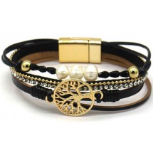 AC 0025 - Armband - Leder - Tree of Life - Magneetsluiting