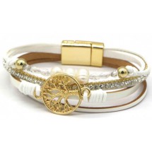 AC 0020 - Armband - Leder - Tree of Life - Magneetsluiting