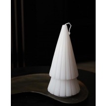 AF 0031 - Kaars - Boom -  8x8x17,5cm - Maat  M - Beige