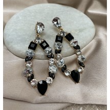 AA 0041 - Oorbellen - Rhinestone - Glass - Gold Plated - 7,7*3,5cm