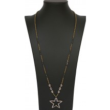 AH 0065 - Ketting - 90+5cm - Ster - Glaskralen