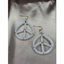 AC 0048 -  Oorbellen - Glaskralen - Peace - 6cm