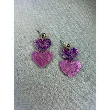 AC 0018 - Oorbellen - Hartjes - Glitter - 4,5x2,5