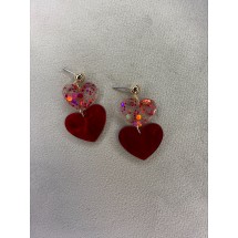AC 0017 - Oorbellen - Hartjes - Glitter - 4,5x2,5