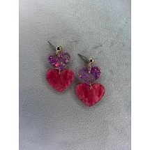 AC 0019 - Oorbellen - Hartjes - Glitter - 4,5x2,5