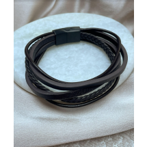 AC 0070 - Armband - Heren - Stainless Steel - Leder - 21 cm