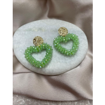 AA 0037 - Oorbellen - Hart - Faceted Glass Beads - 4,5 cm