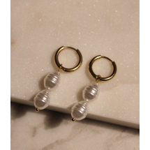 AA 0011 - Oorbellen - Stainless Steel - Parels - 3,4 x 1,4 cm