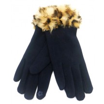 SK 0065 Faux Fur Handschoenen Leopard D.Blue
