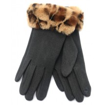 SK 0056 Faux Fur Handschoenen Leopard/Grey
