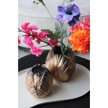 AF 0051 - Tulp - Vaas - 14x14x16 cm - Maat S -  Zwart/Goud - 1 stuk
